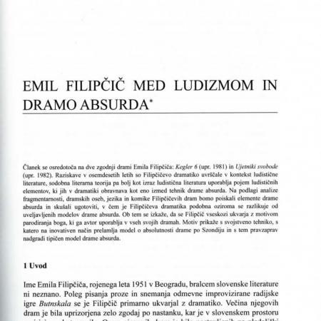 Misel Matevža Rudolfa v obsežnem članku v reviji Jezik in slovstvo (Emil Filipčič med ludizmom in dramo absurda, JiS 53. 2008, št. 5, str. 61).