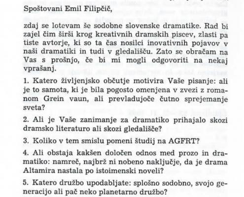 Emil Filipčič: Francetu Piberniku? (Razmerja v sodobni slovenski dramatiki, 992, Knjižnica MGL, št. 114)