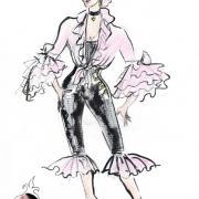 Leo Kulaš. Kostumska skica. Jean-Baptiste Poquelin Molière, Namišljeni bolnik, režiserka Katja Pegan, SLG Celje, premiera 20. 11. 1992. Vir: Ikonoteka SLOGI – Gledališki muzej.