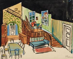 Mira Mihelič, Zlati oktober, režiser Jože Tiran, Mestno gledališče ljubljansko, premiera 25. 9. 1954. Scenografski osnutek: Milan Butina; hrani: Ikonoteka SLOGI – Gledališki muzej.