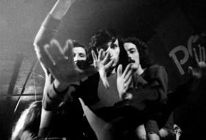 Janez Vrečko, Samo Gabrijelčič and Zdenko Kodrič in: Dane Zajc, Pathwalker, Pekarna Theatre, 1972. Photo: Tone Stojko. Source: SLOGI Iconotheque – Theatre Museum.