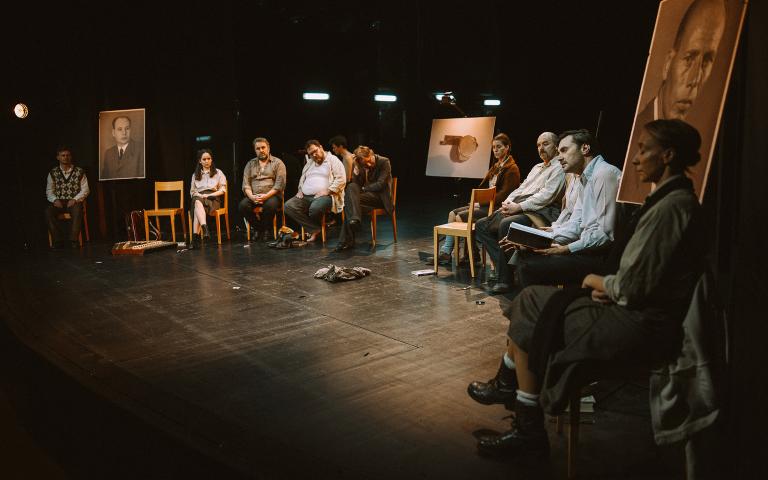 Jernej Lorenci, Dino Pešut and the artistic team, The Pohorje Batallion, Ljubljana City Theatre. Photo: Peter Giodani/Ljubljana City Theatre.