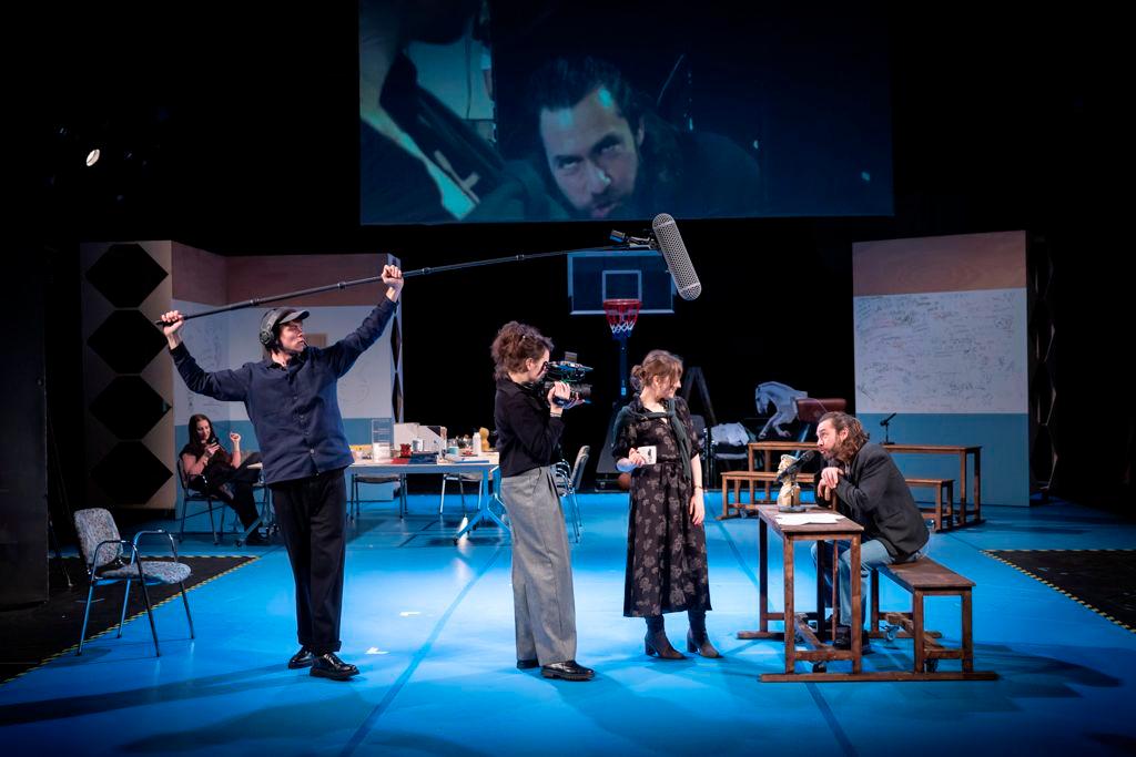 Dijana Matković, Lučka Neža Peterlin, Jan Krmelj and the cast: Lackeys, a documentary for the future based on motifs from Ivan Cankar's Lackeys. Celje City Theatre.